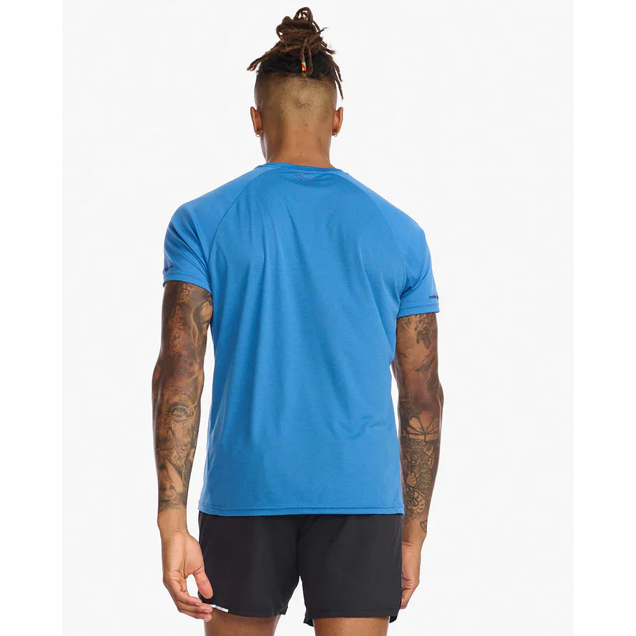 2XU Aero Tee, Laufshirt, Herren, Starling/Medieval Blue Reflect