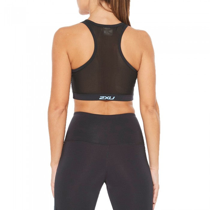 2XU Active Medium Impact Crop, Damen, Black/Zephyr Chrome X