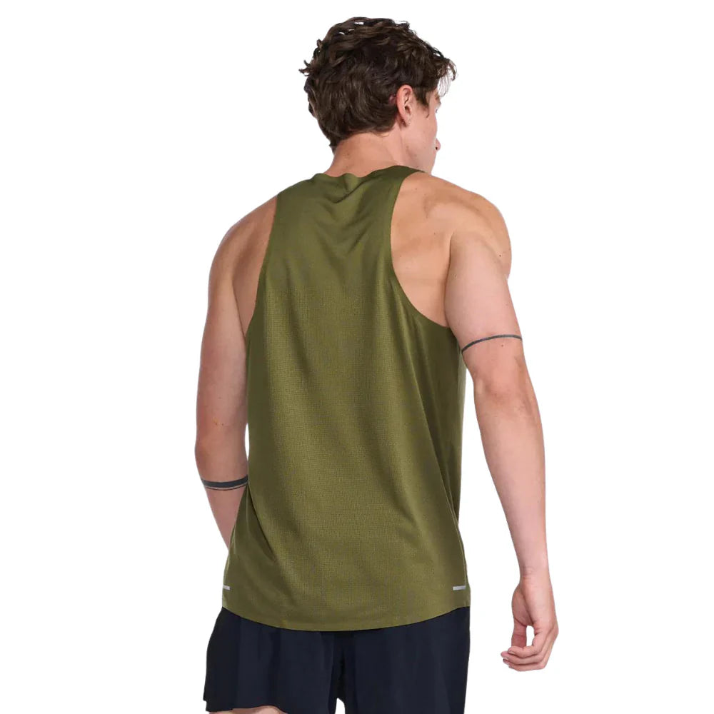 2XU Light Speed Tech Singlet, Herren, Winter Moos/SilverReflective, Logo Front mittig
