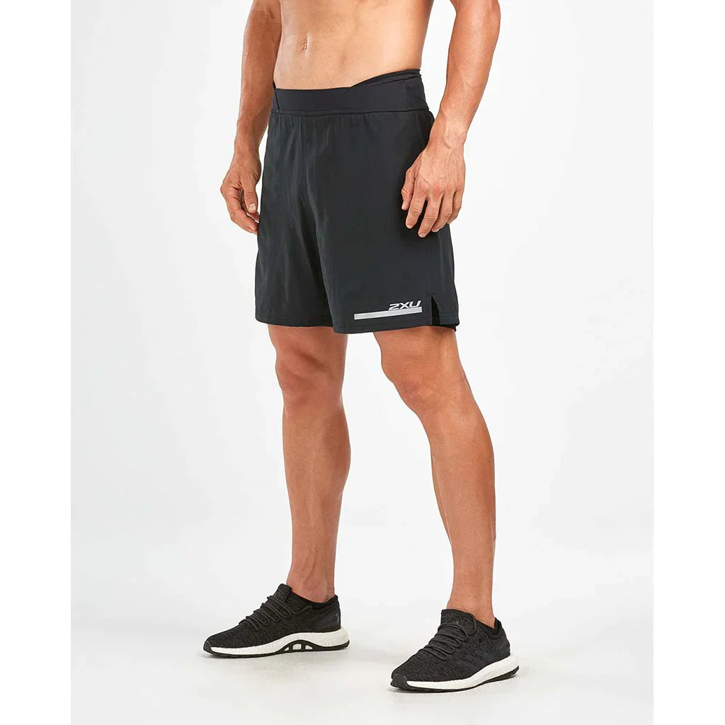 2XU Run 2in1 Compression 7 Inch Shorts Herren - Black/Silver