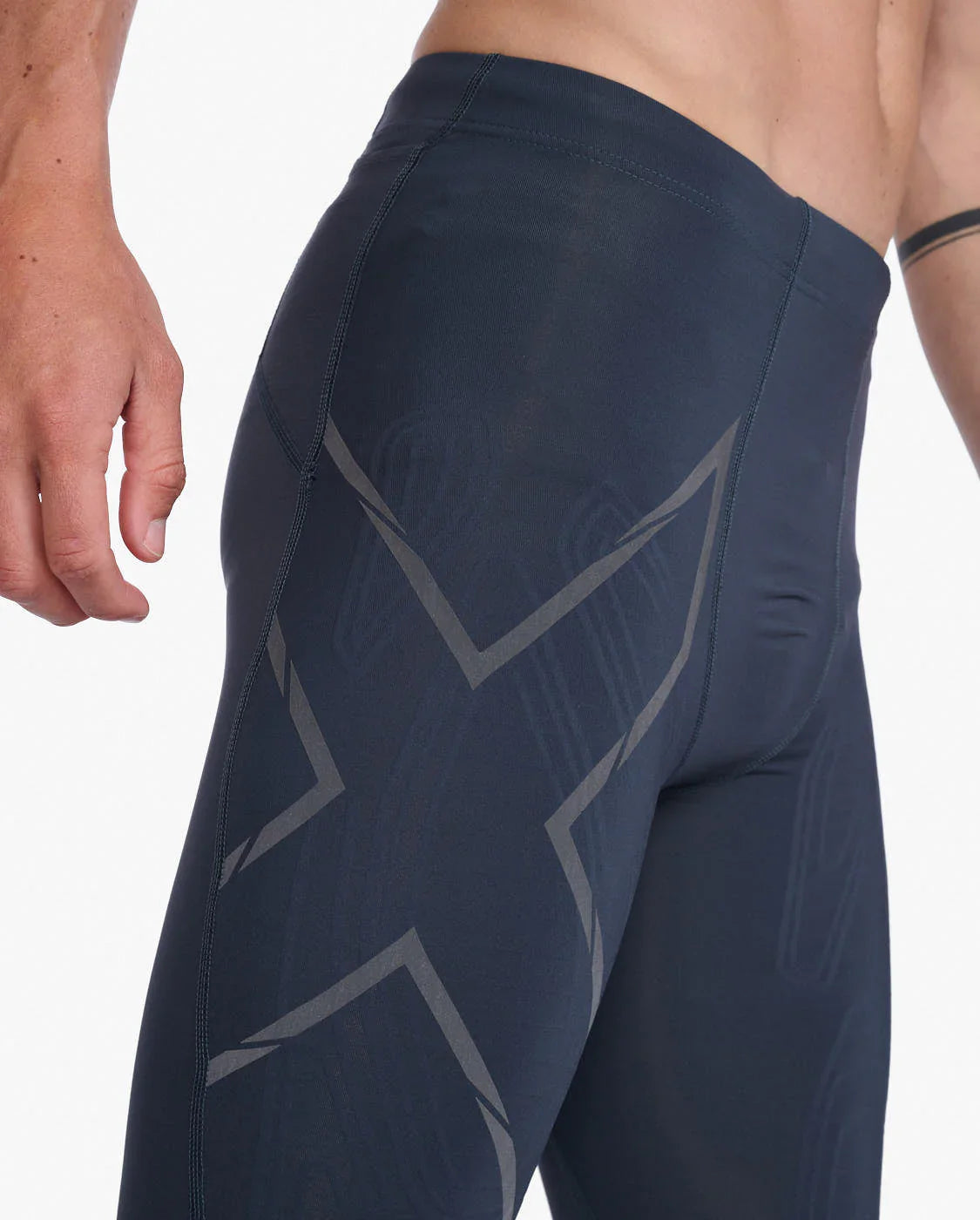 2XU MCS Run Compression Tights, Laufhose, Herren, India Ink/Black Reflective