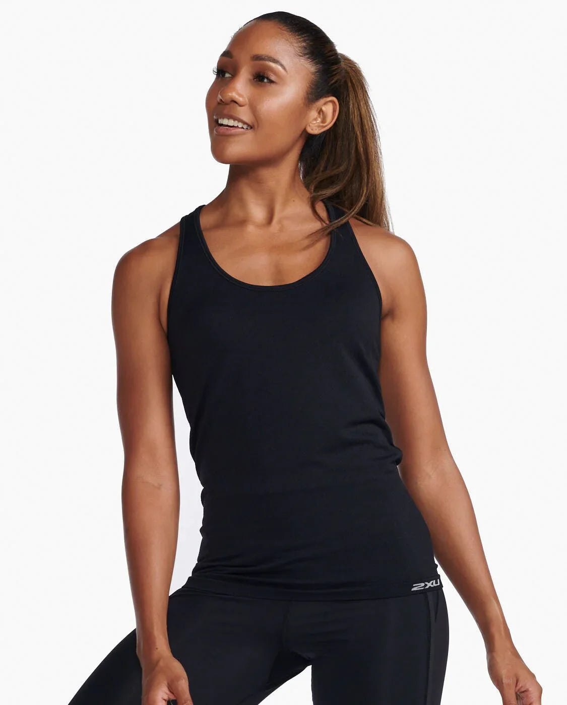 2XU Motion Tech Singlet, Damen, Black/Harbor Mist