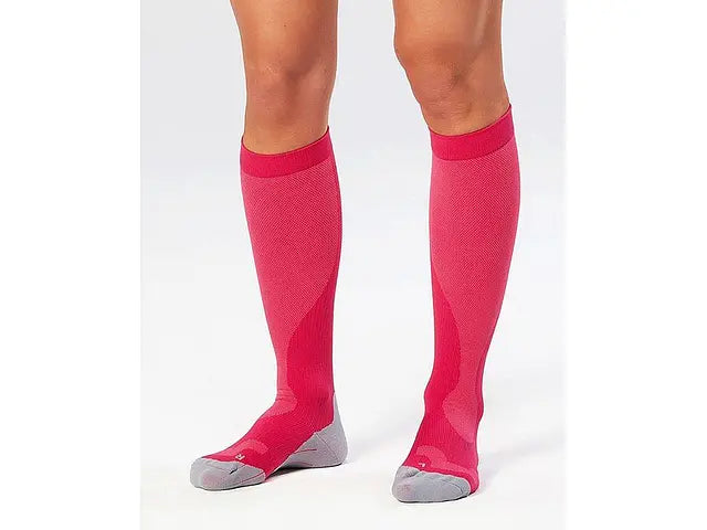 2XU Womens Compression Performance Sock, Damen, pink/grau