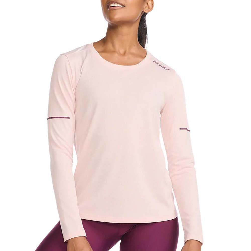 2XU Aero Longsleeve, Damen, Peach Whip/Mulberry Reflective