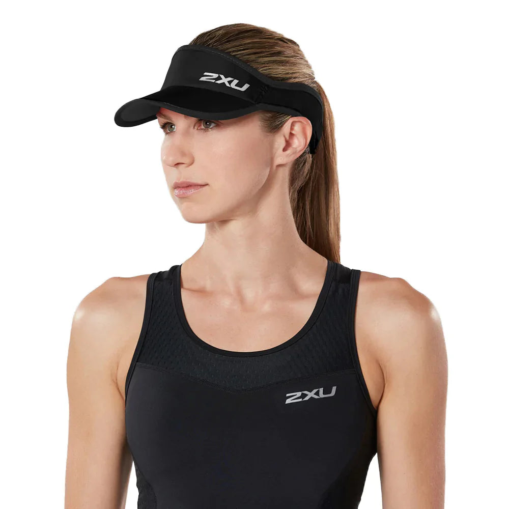 2XU Run Visor, Unisex, black/black, schwarz