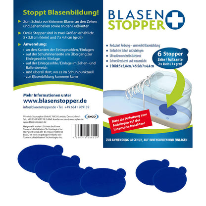 Blasenstopper - 6 ovale Stopper für Zehen & Fußkante