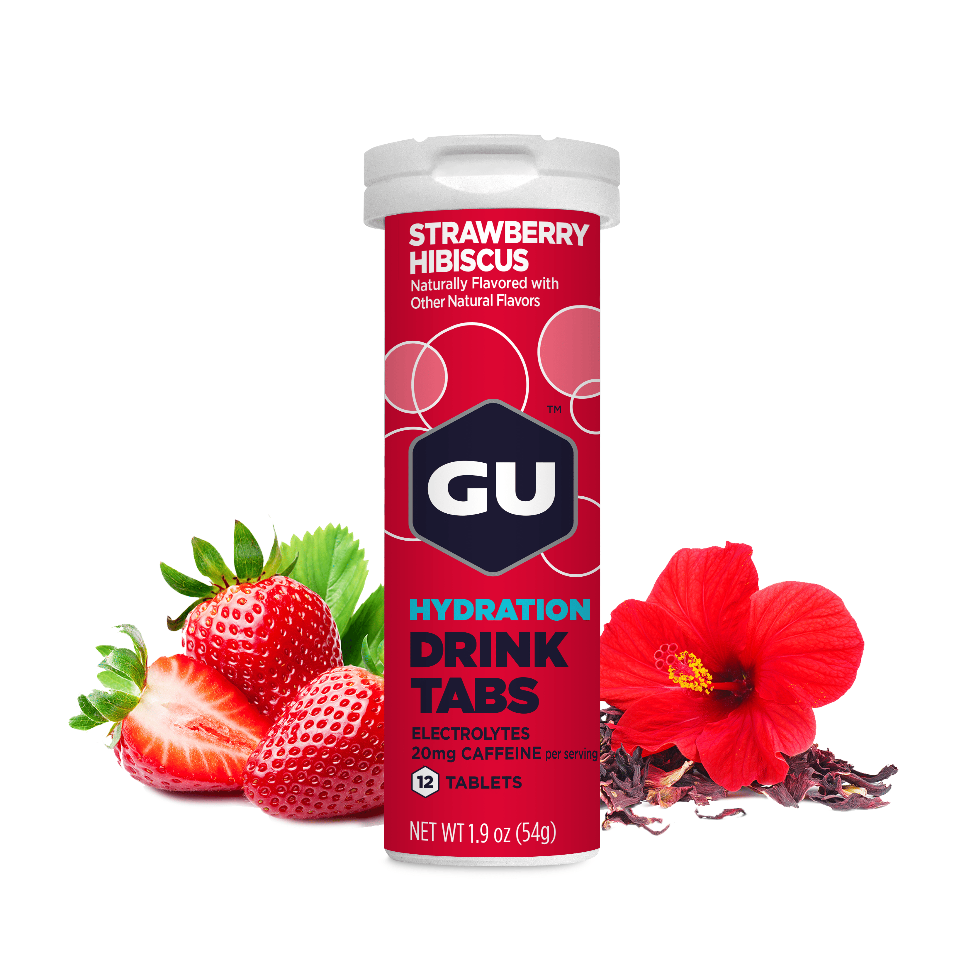 GU Hydration Tabs, Brew Tablets 12 Stück, Strawberry Hibiscus