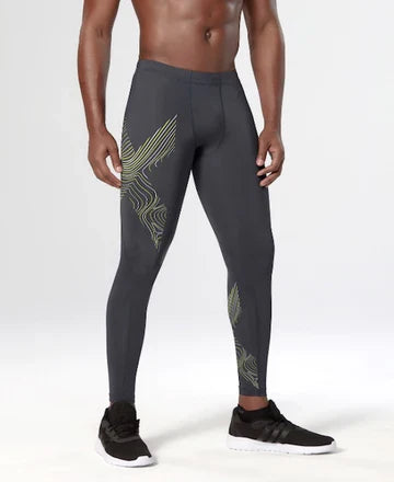 2XU Hyoptik Compression Tights, Laufhose, Herren, Steel/Lumminate