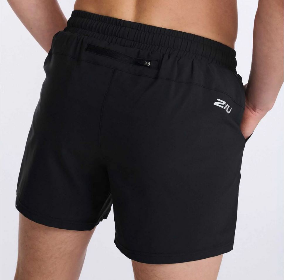 2XU Aero 5 Inch Shorts, Herren, Black/Silver Reflective