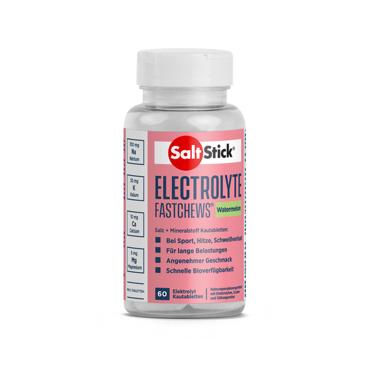 SaltStick Fastchews Watermelon, Elektrolyt-Kautabletten, 60 Stück, 96 g