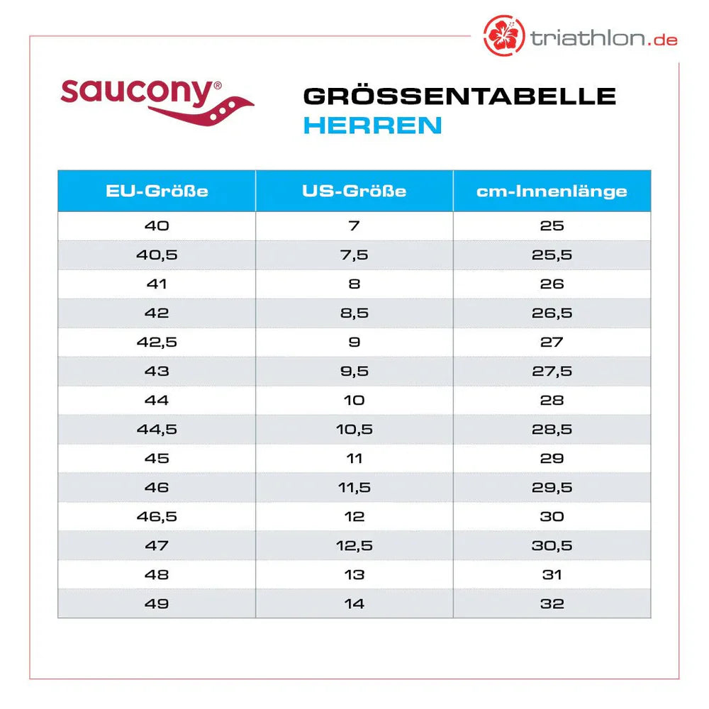 Größentabelle Herren