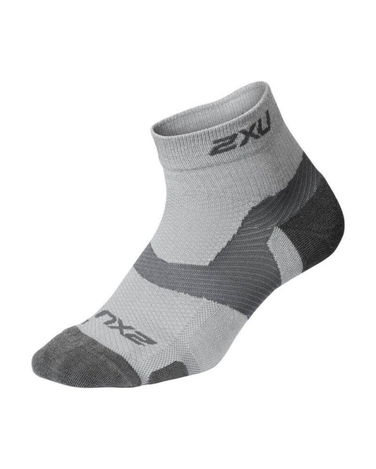 2XU VECTR Merion Light Cushion 1/4 Crew Socks, Grey/Grey