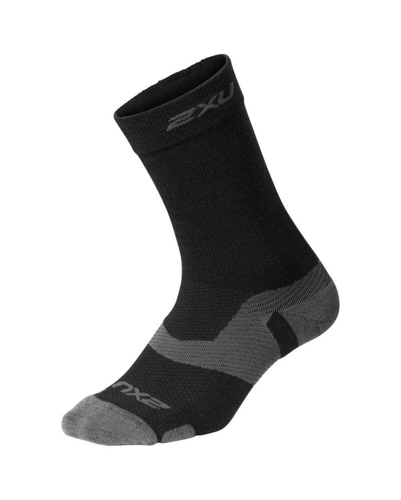 2XU VECTR Merino Light Cushion Crew Socks, Black/Titan