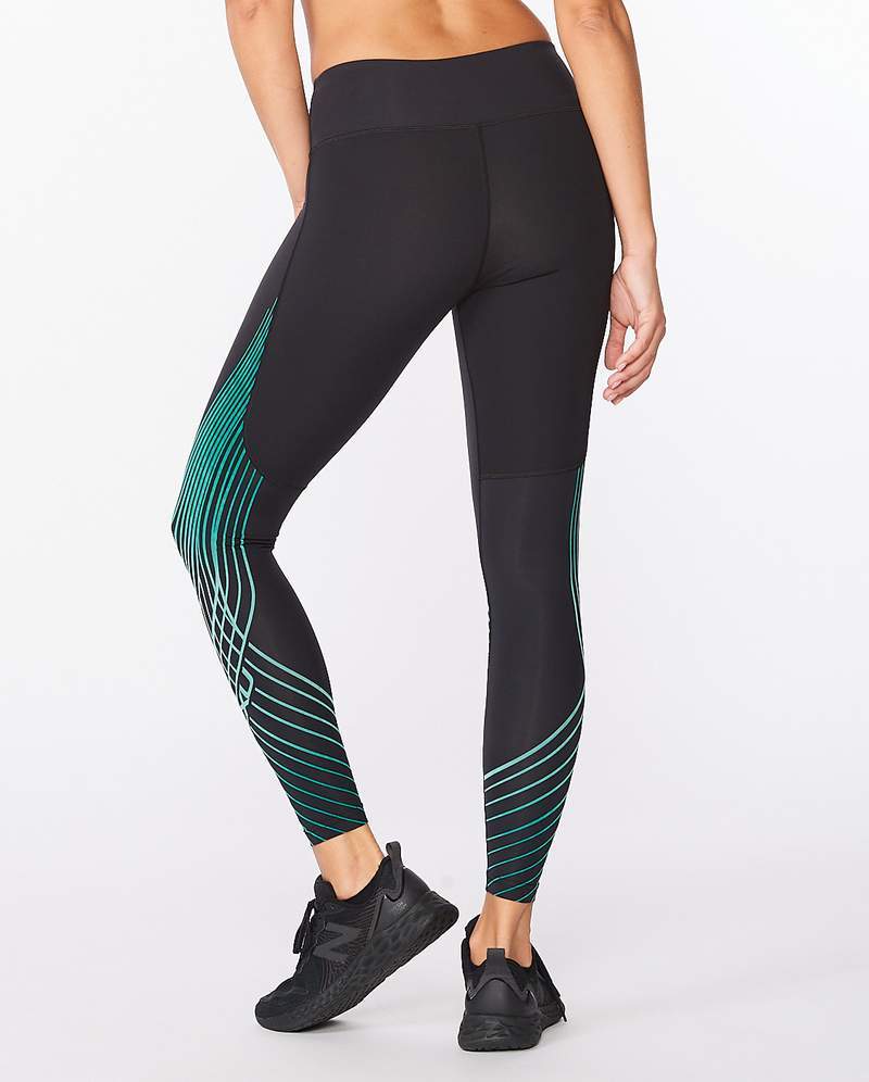 2XU Motion Texture Mid - Rise Compression Tight, Damen, Black/Botical