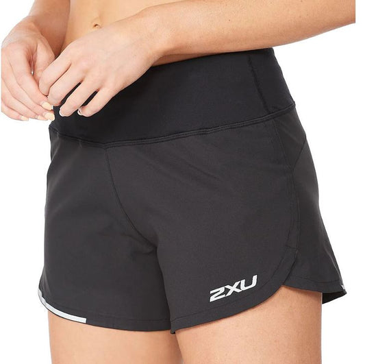 2XU Aero 4inch Shorts, Damen, Black/Silver Reflective