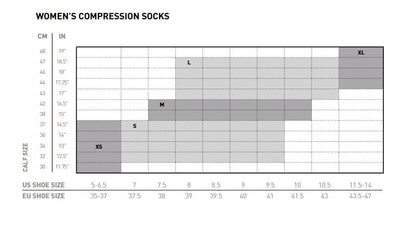 2XU Womens Compression Performance Sock, Damen, schwarz