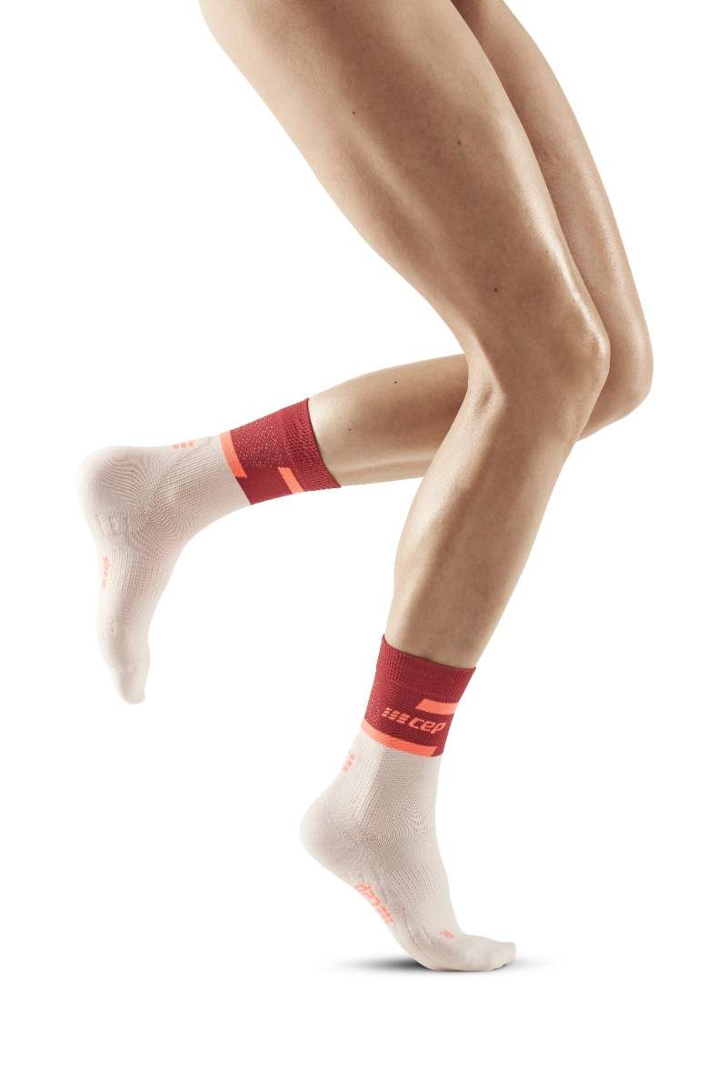 CEP The Run Compression Socks - Mid Cut, Damen, red/ off white