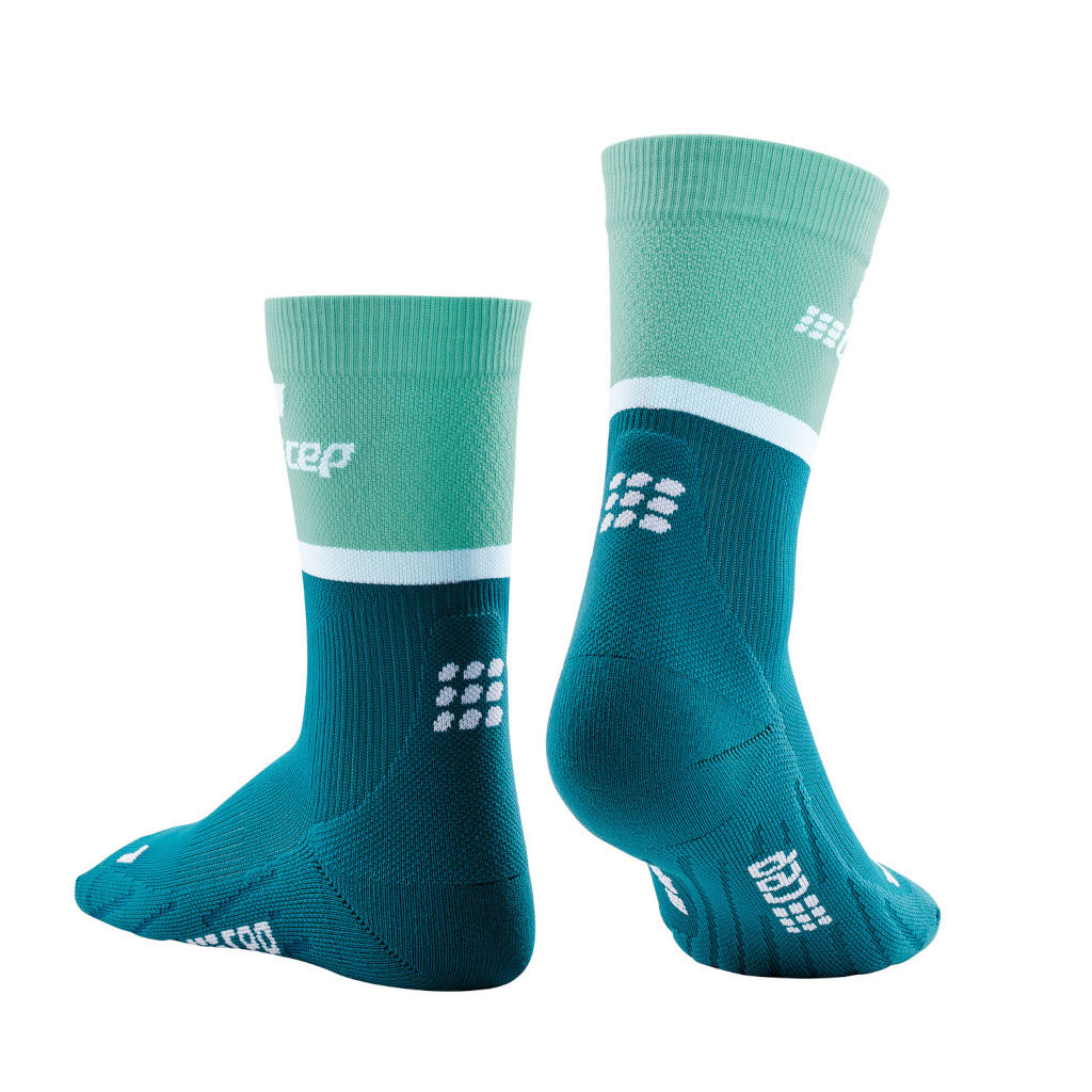 CEP The Run Compression Socks - Mid Cut, Damen, ocean/petrol, hellblau/petrol